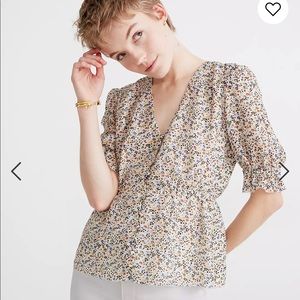 Madewell V-Neck Peplum Popover Top in Fieldwalk Floral